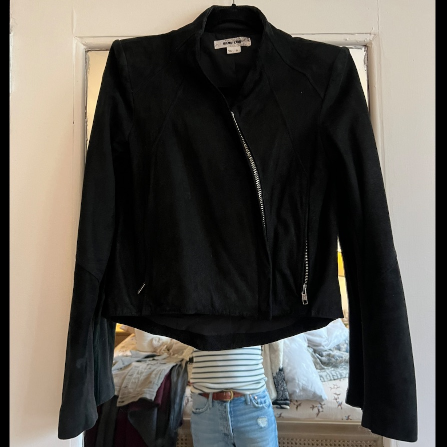 Helmut Lang Black Cropped Biker Moto Jacket